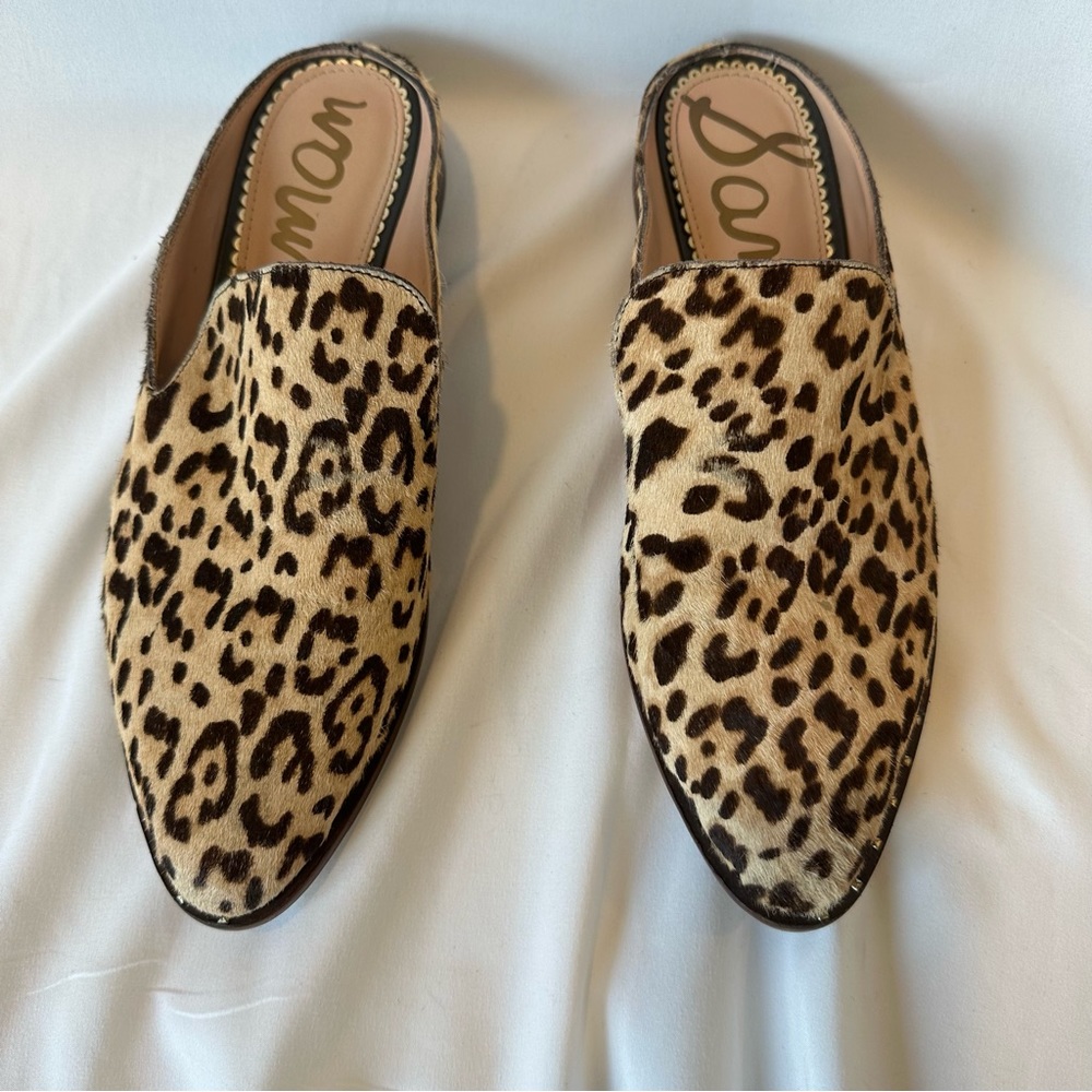 Sam Edelman Lewellyn Leopard Print Calf Hair Mule Slides